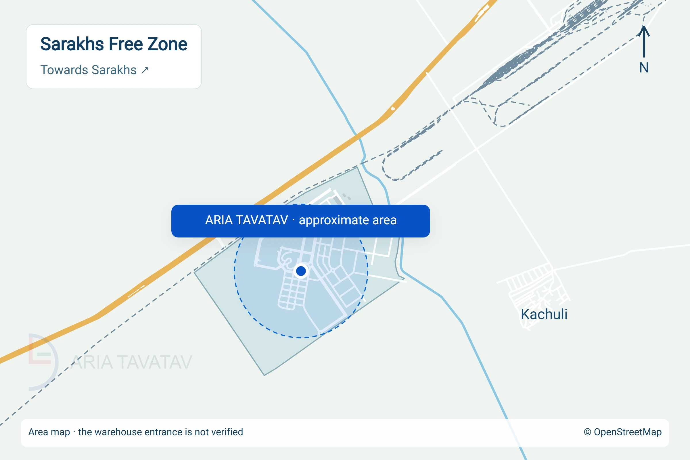 Map of the approximate company area in Sarakhs Free Zone near Kachuli